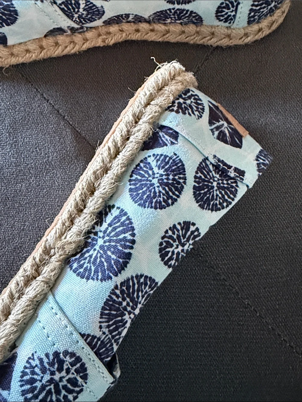 NEW TOMS Light Blue and Navy Patterned Canvas Espadrilles